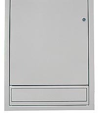 3U Solid blanking plate assembled beneath shortened rear door in CB cabinet