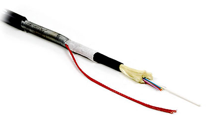 Outdoor fiber optic cable, with tight buffer, armored with steel band, waterproof