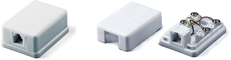 Telephone surface box 6P4C, Single, White