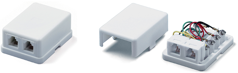 Surface box 6P4C, Dual, White