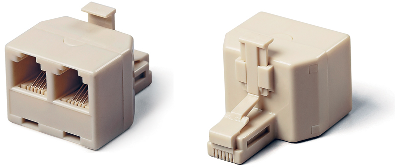 Duplex Jack 'T' Adapter with 6P4C for two USOC