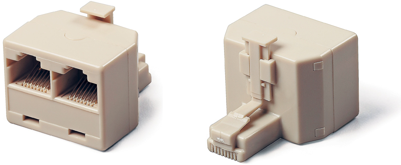 Duplex Jack 'T' Adapter with 8P8C for two 8P4C