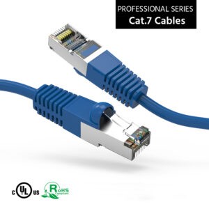 CAT 7 Ethernet Cable 50ft High Speed 10 Gbps 600MHz Black CAT7 Connector  LAN Network Gigabit Internet Wire Patch Cord with Professional S/STP Gold