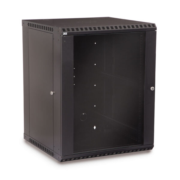 15U LINIER® Fixed Wall Mount Cabinet - Glass Door