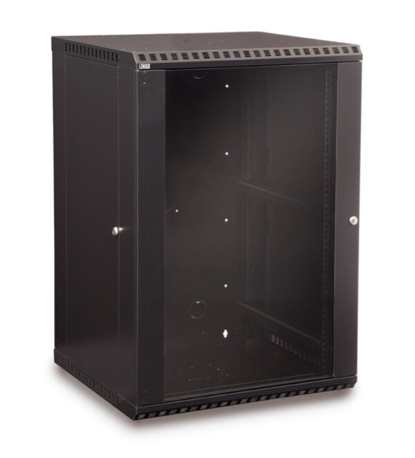 18U LINIER® Fixed Wall Mount Cabinet - Glass Door